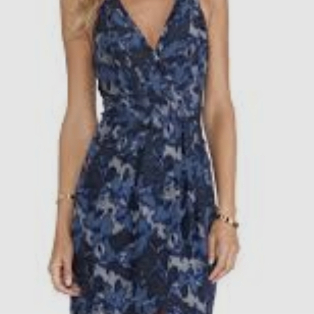 Greylin Blue and Black Mini Dress with Modern Elegance